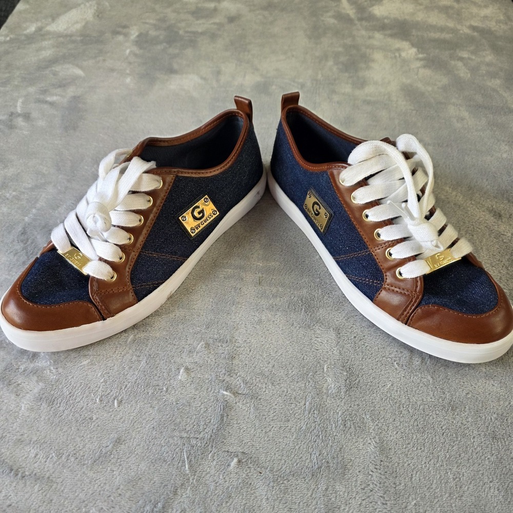 G By Guess Mallory Denim and Faux Leather Lace Up 6